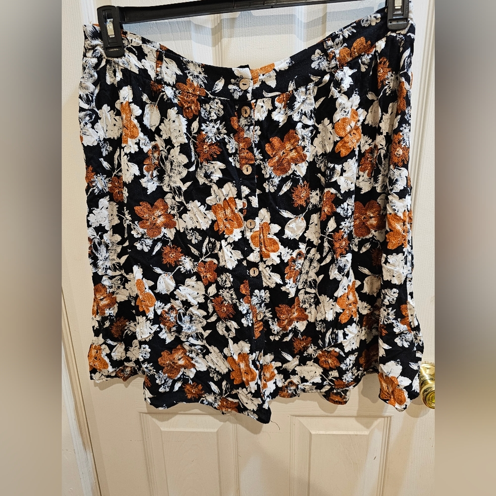 Forever 21 Plus printed button front skirt EUC 2X